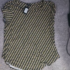 BWT Alfani Black and Yellow Houndstooth Blouse Sz L